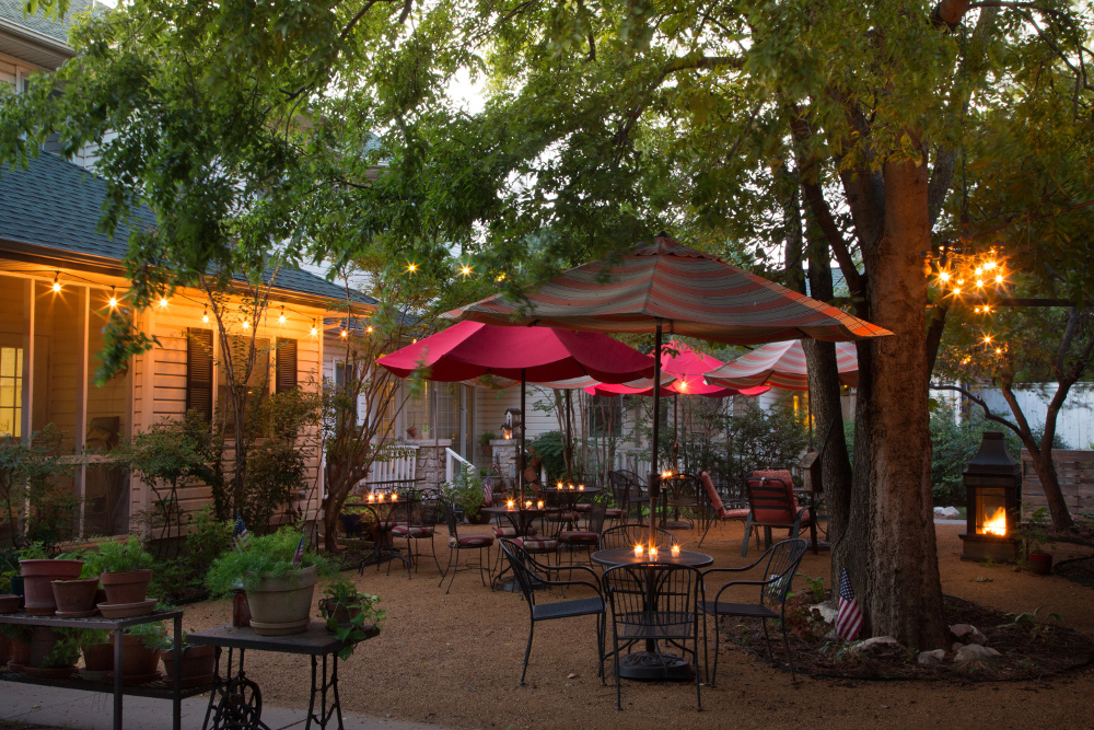 Patio Garden area at the Montford Inn, Norman Oklahoma hotel and bed and breakfast