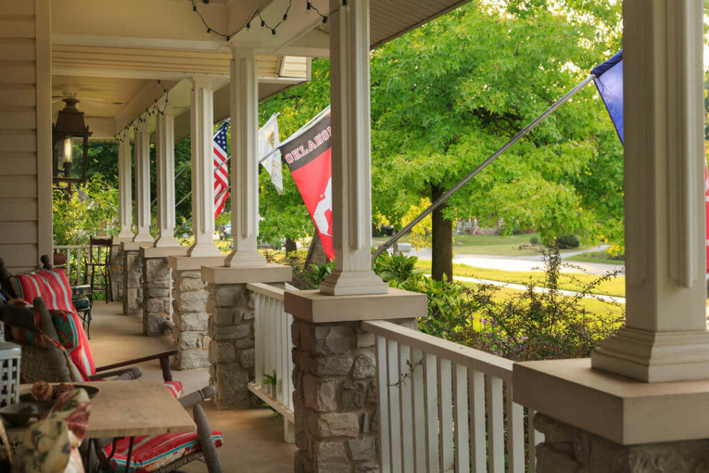 porch at Montford Inn Norman OK