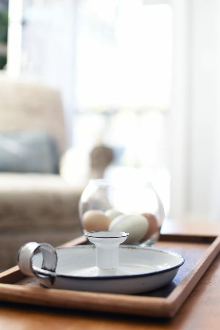 Coffee table in cottage of bed and breakfast in Norman, Oklahoma.